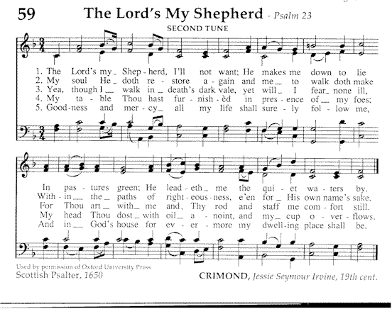 The Lord's My Shepherd 2nd tune 